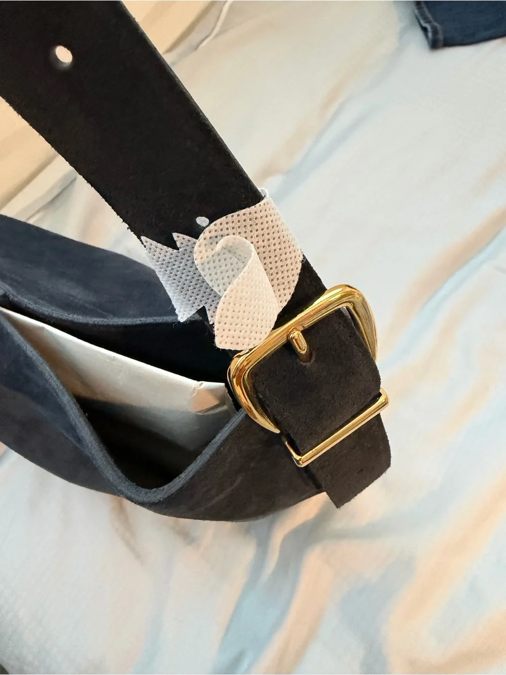 Madewell Classic Blue Suede Shoulder Tote - Bucket Bag, NWT